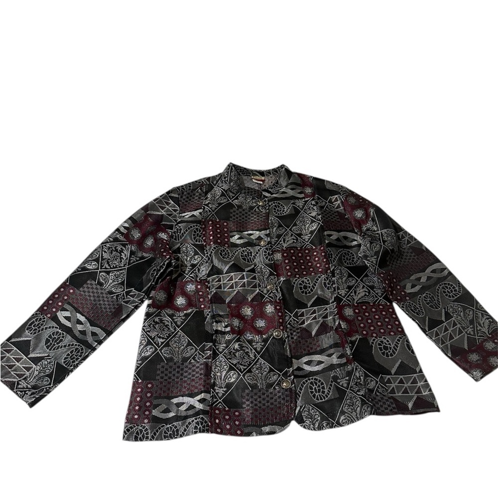 Vintage 90s Tudor Court by Haband Tapestry Patchwork Jacket Blazer women size L